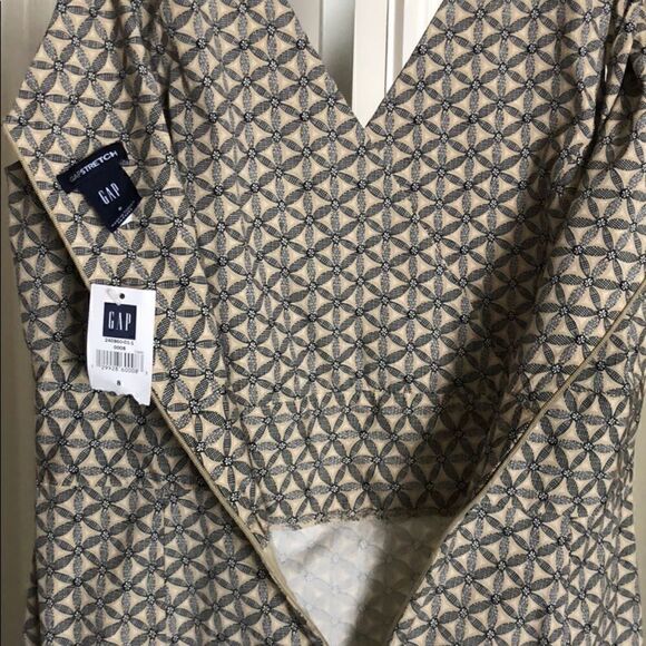 Gap khaki &blue geometric stretch cotton dress 8 - Picture 3 of 8